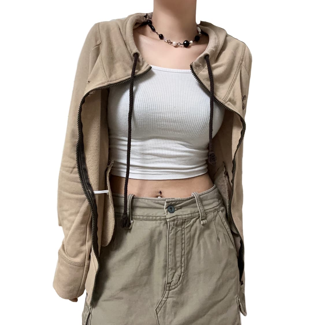 Beige Brown Damage Point Zip U 상품이미지3