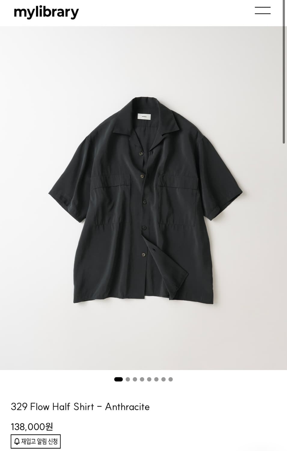 새상품 마이라이브러리 329 Flow Half Shirt - Anthra 상품이미지1