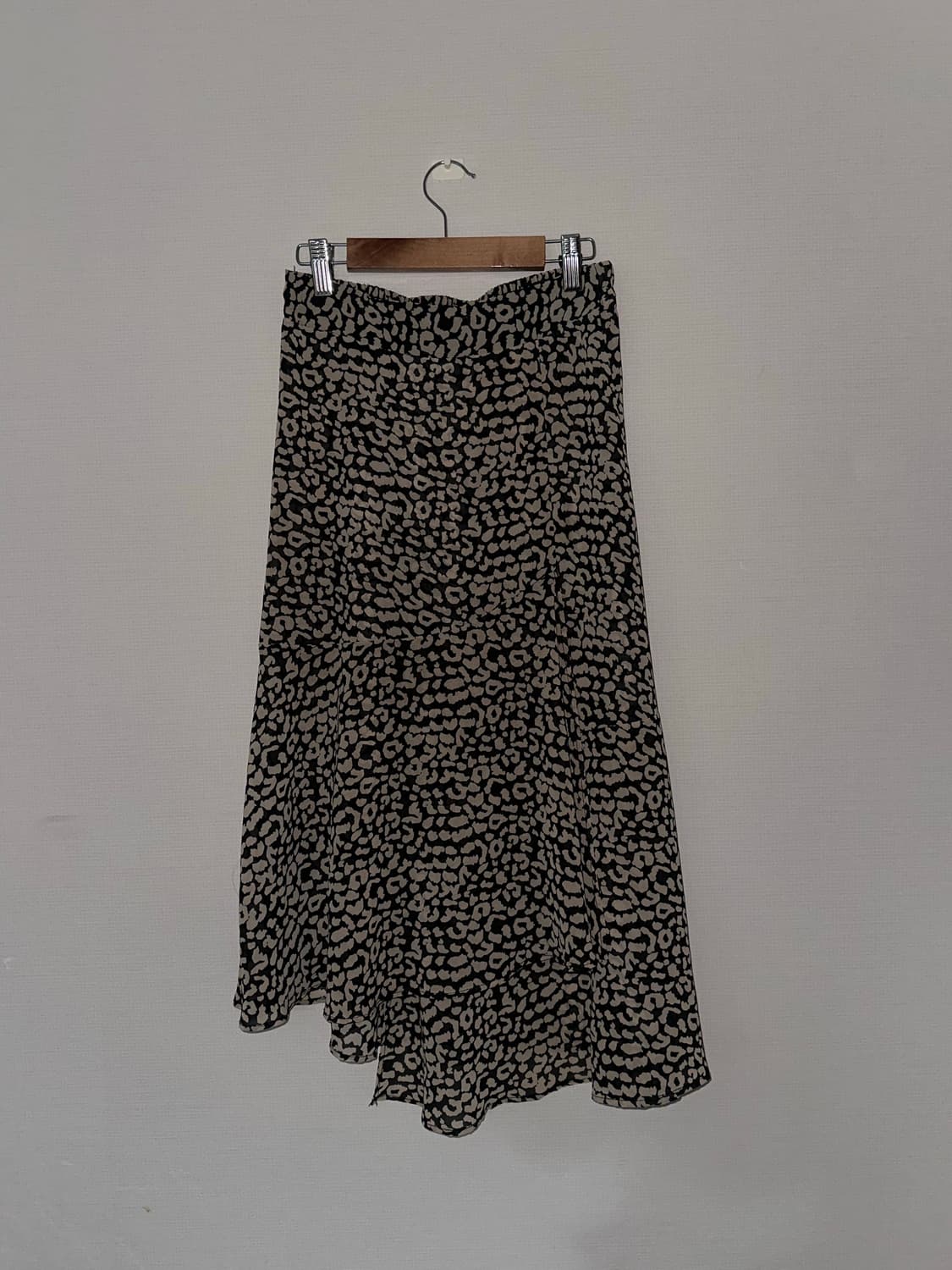 빈티지 호피 언발란스 레이어드 미디 스커트 상품이미지3