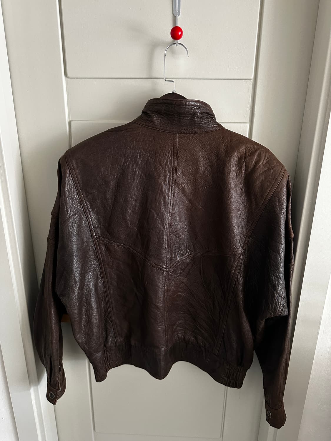 90s 빈티지 브라운 레더 블루종 자켓 상품이미지2