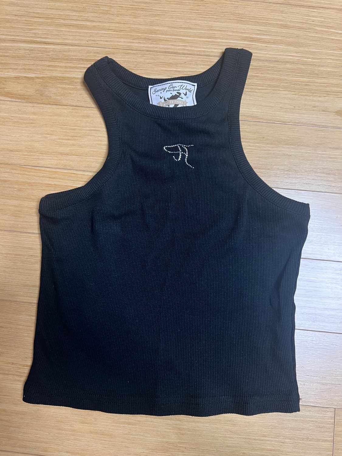 쓰리타임즈 쓰탐 쥬얼 탱크탑 크롭 블랙 S 상품이미지3