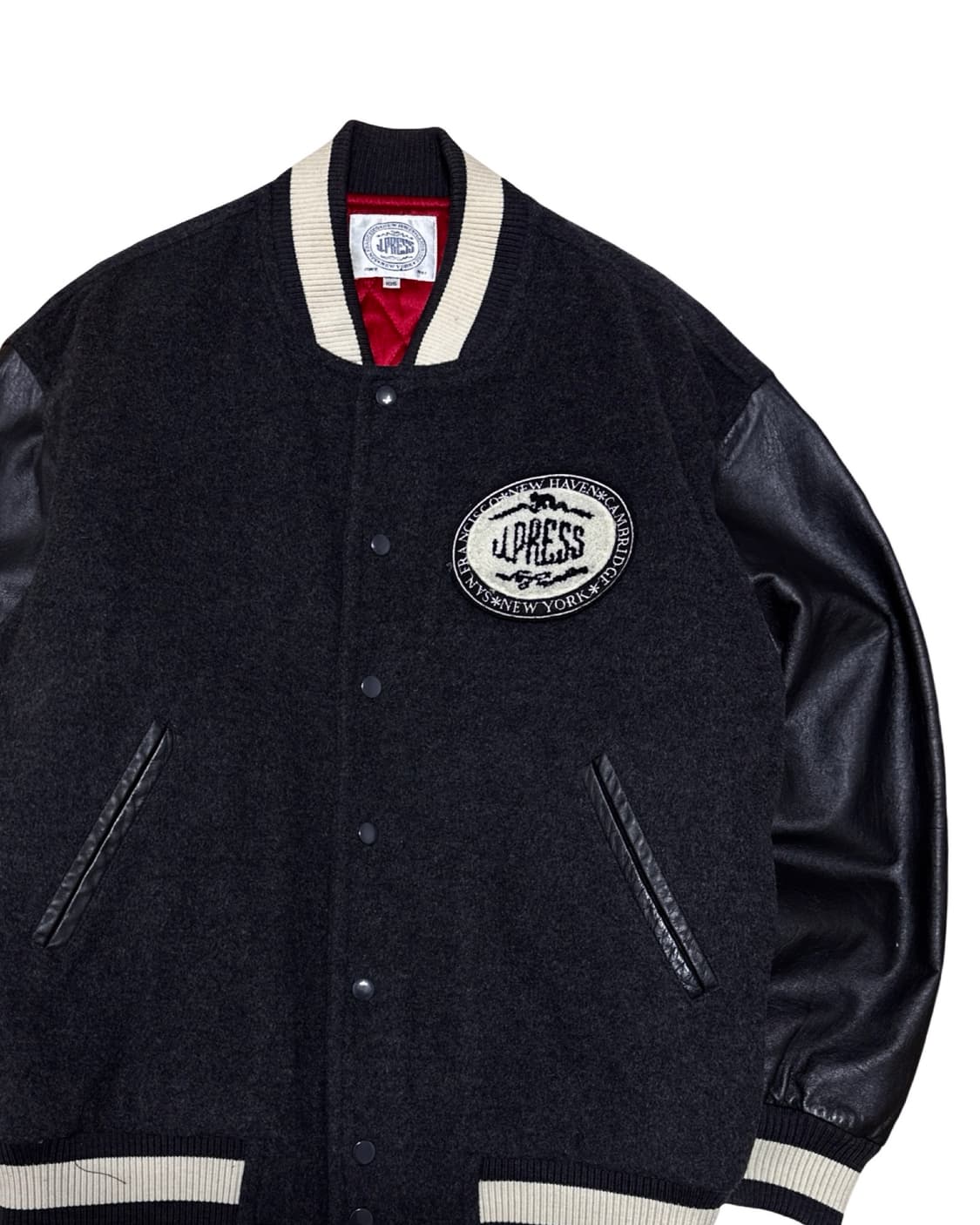 J.press 90s 블랙 레더 바시티 자켓 상품이미지2