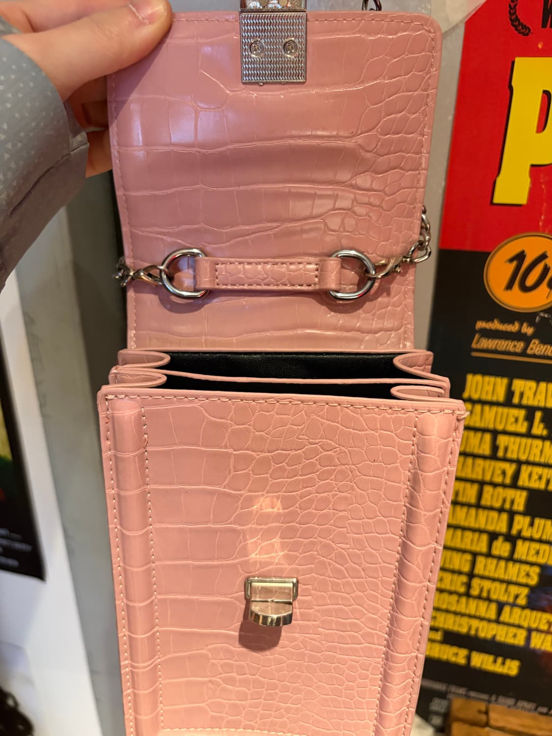 악어 패턴 핑크 크로스 미니백 상품이미지6