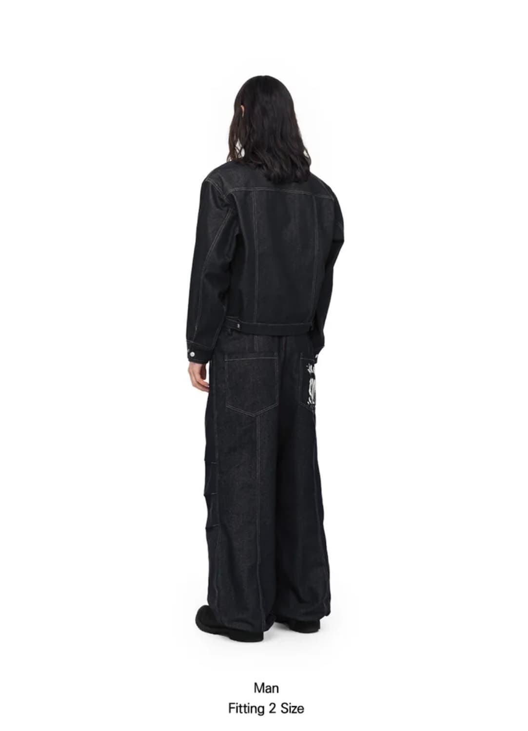 Stitch Zip-up Denim Jacket (Black) 상품이미지4