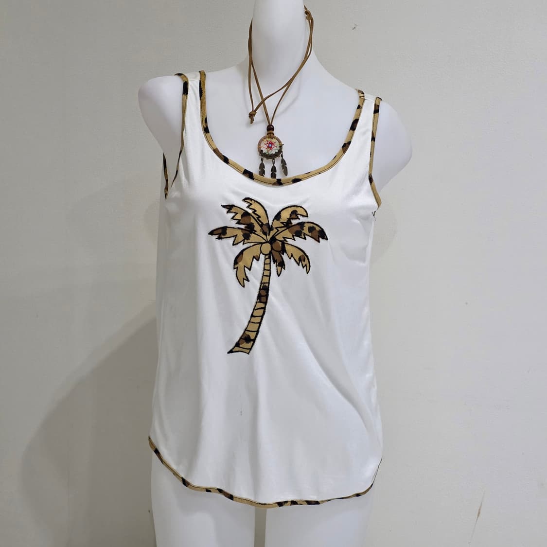 일본빈티지)오네갸루st 대대장 호피레오파드 야자수 여름 나시 슬리브리스 상품이미지2