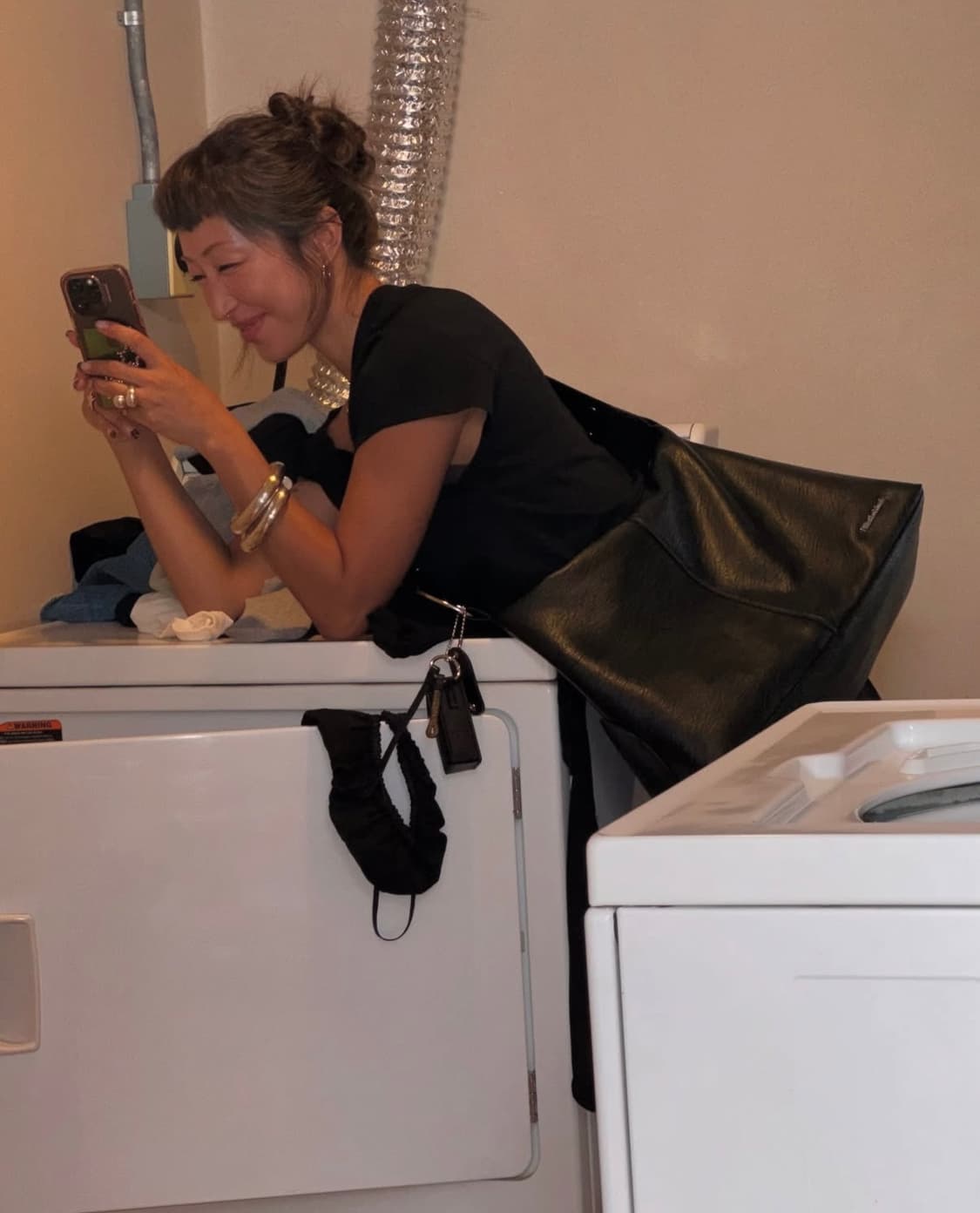 (필인더블랭크 X 다샤) D wide strap bag (black) 상품이미지1