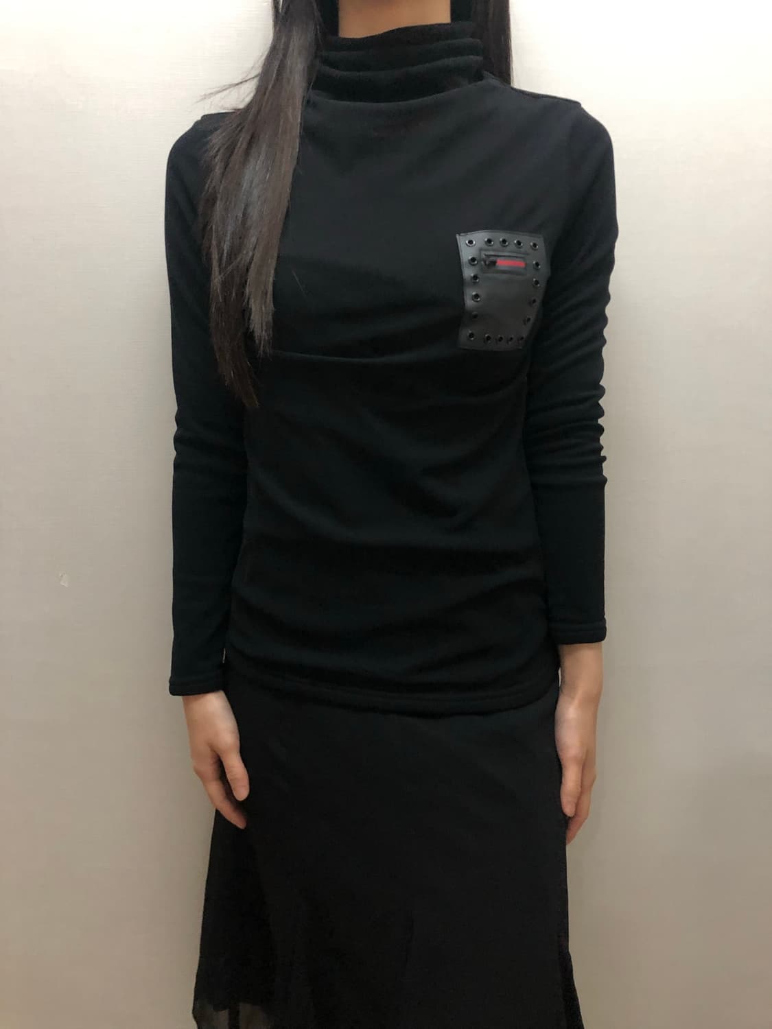 빈티지 블랙 펑크 하이넥 탑 상품이미지3