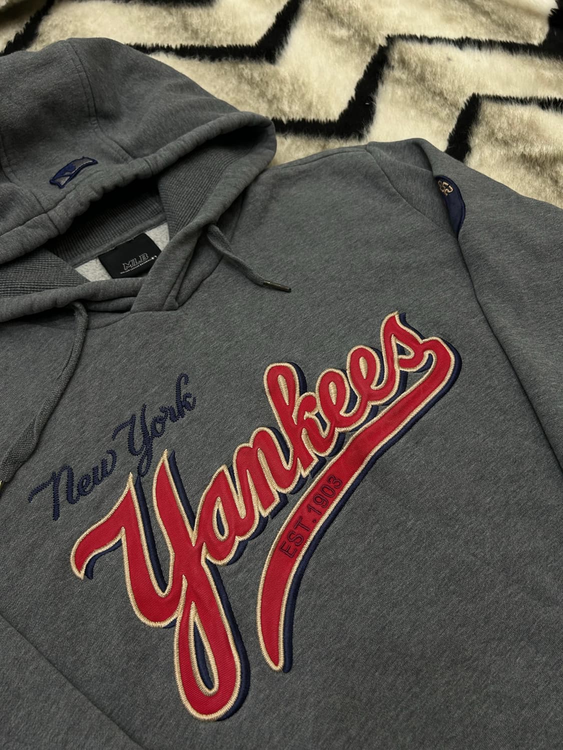 [XL]MLB 뉴욕양키즈 후드/그레이/기모 상품이미지1