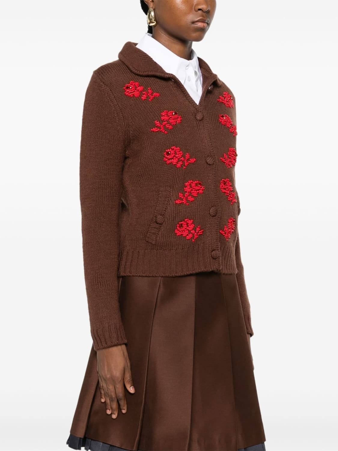 [6,8]슈슈통 25fw 자수 비즈 가디건/브라운 상품이미지2