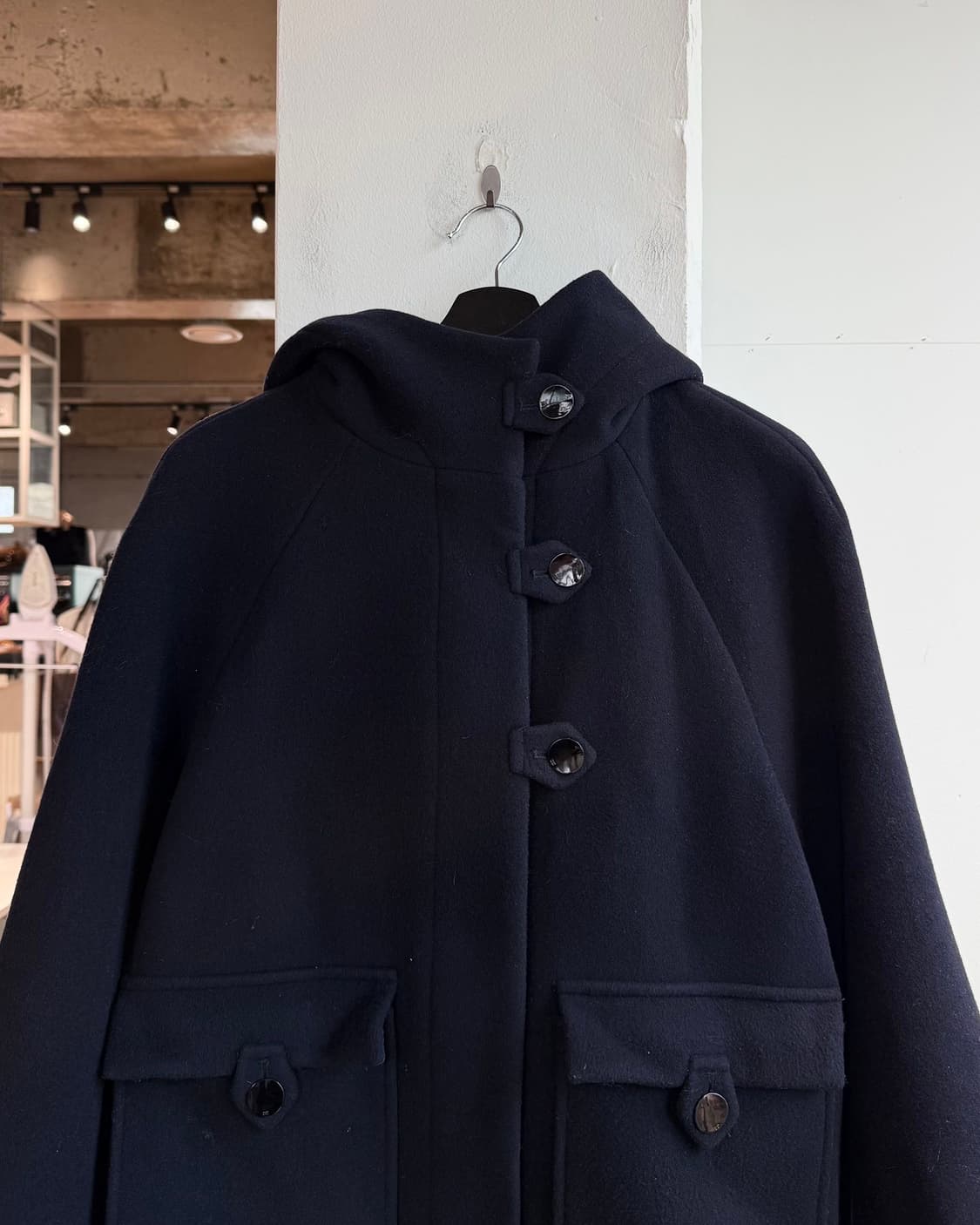가니 네이비 보일드 울 후드 코트  상품이미지3