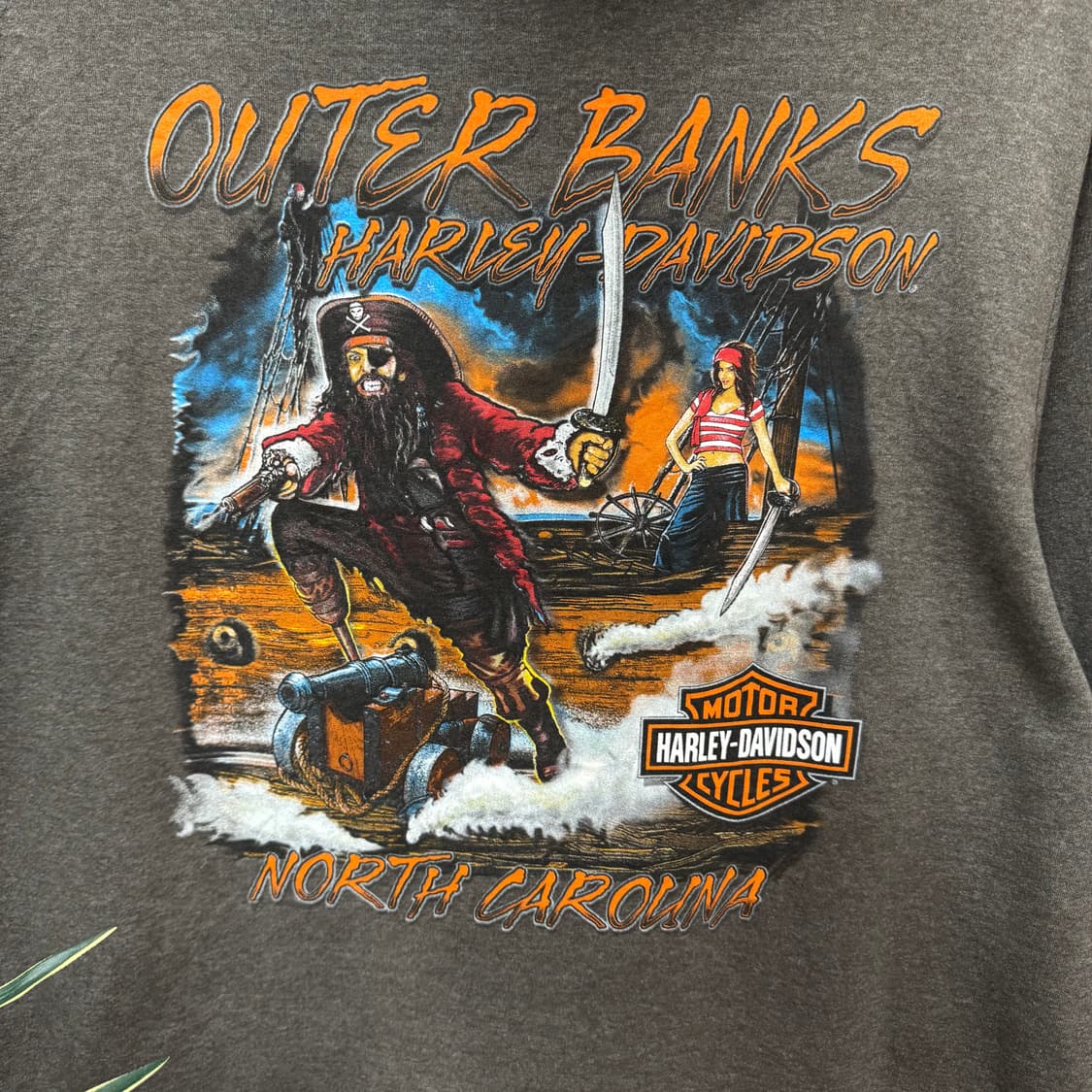 할리데이비슨 후드 집업 후면 아우터 뱅크스 해적 프린팅 포인트 차콜 상품이미지6