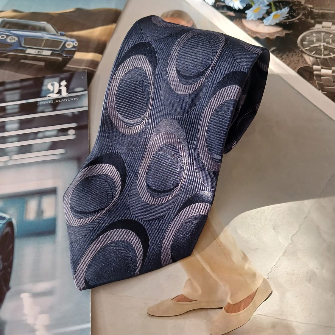 타임 실크 네이비 서클 자카드 넥타이 9.2cm A등급 A19342
 상품이미지3