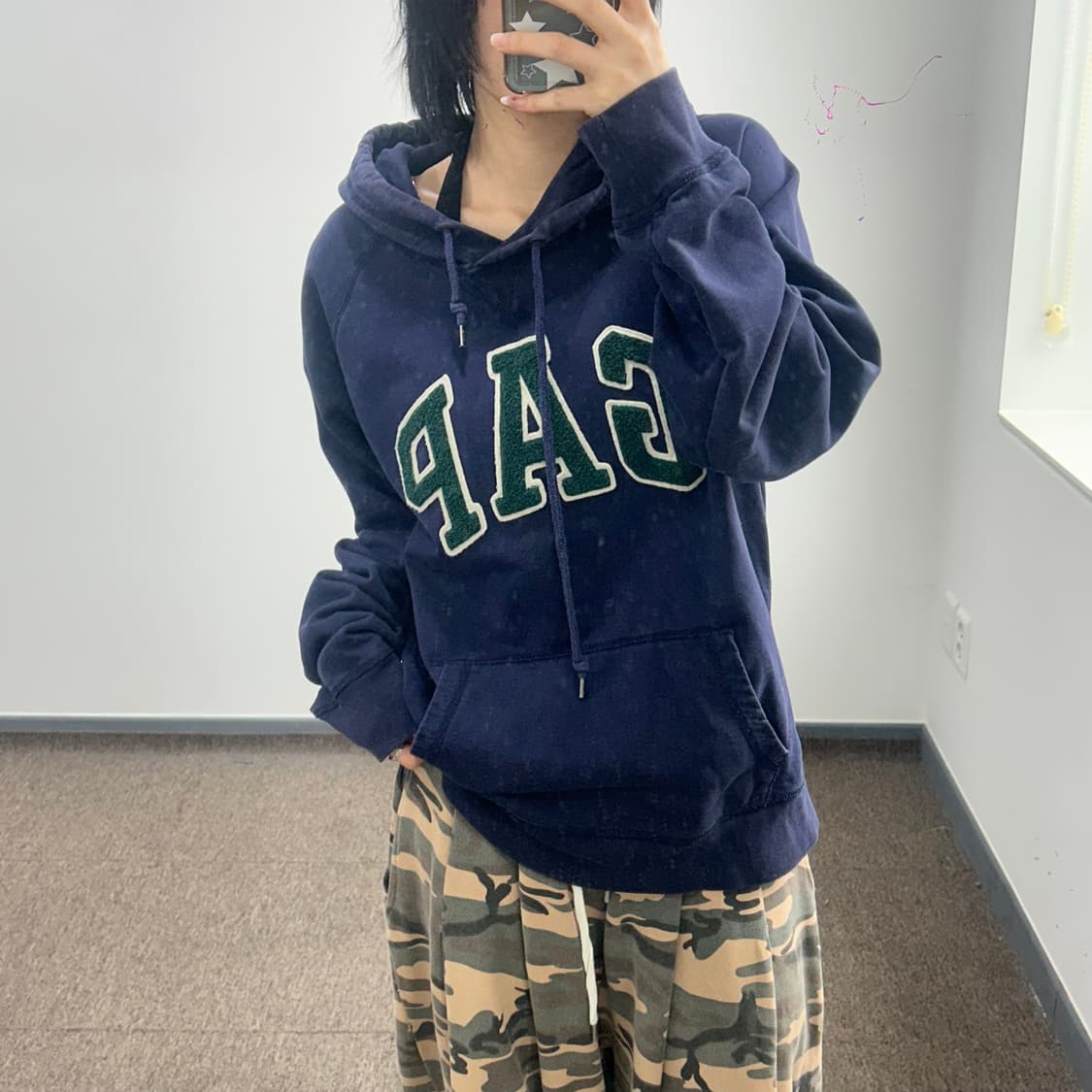 Gap 갭 그린 로고 네이비 후드티 상품이미지2
