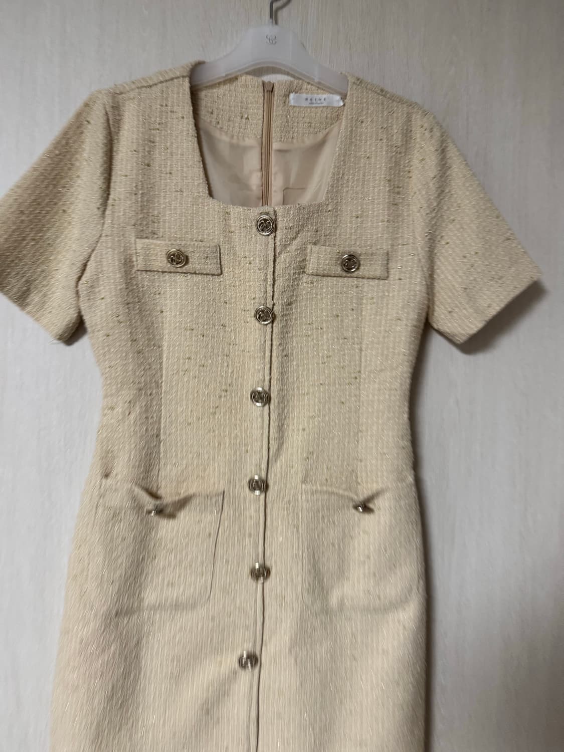 렌느 reine 샴페인 베이지 트위드 원피스 (M) 상품이미지4