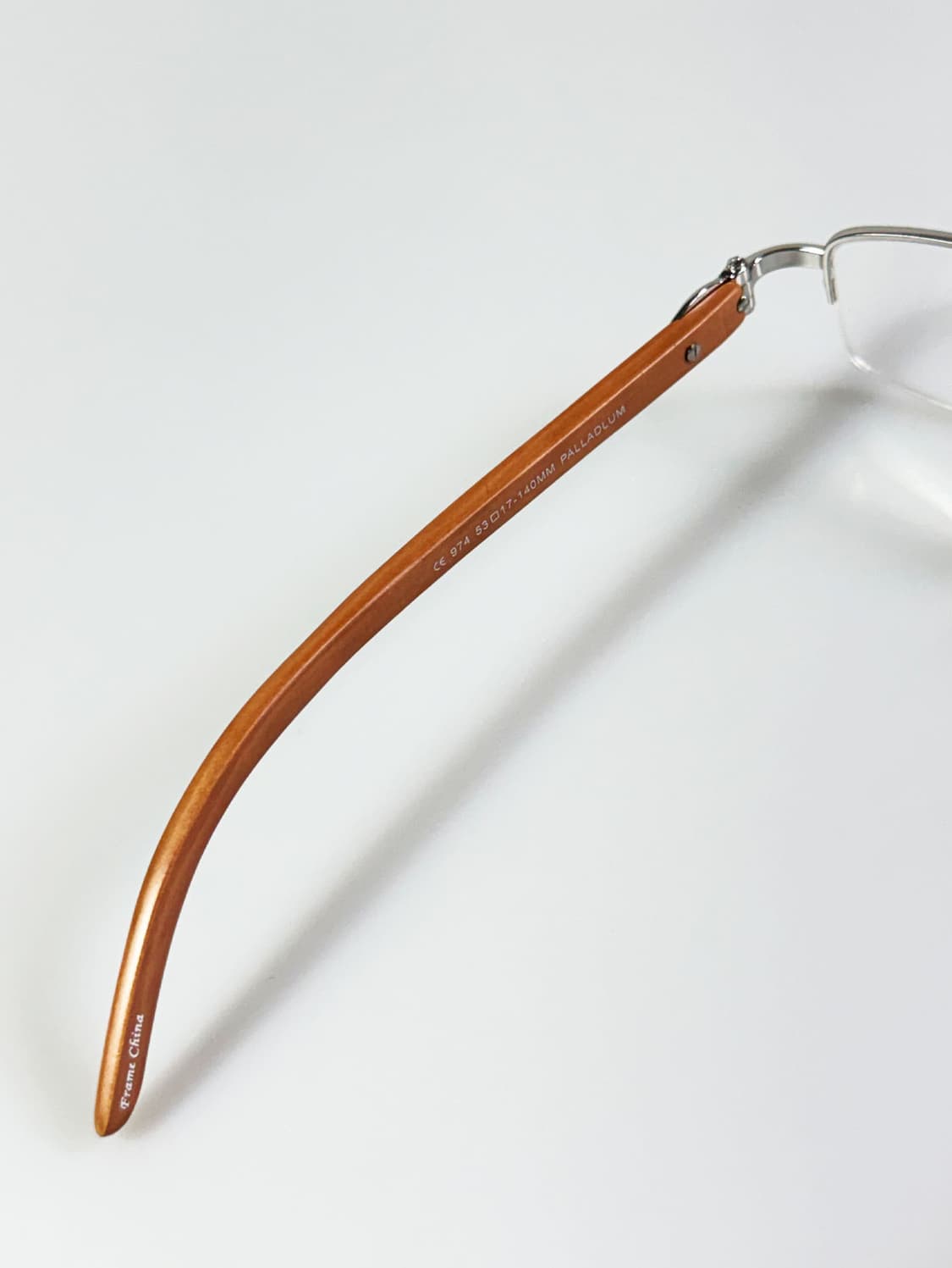 90s TOKIO 실버 메탈 반무테 스퀘어 우드템플 빈티지 안경 상품이미지8