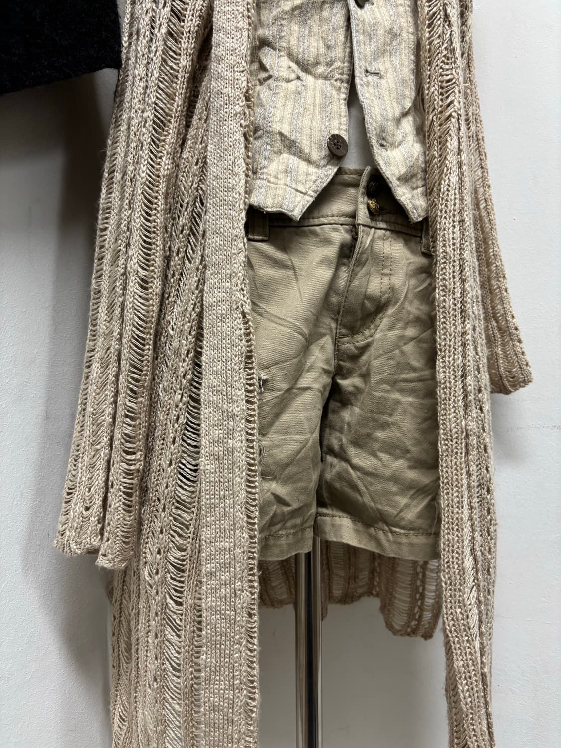 Grunge Detail Knit Long Cardigan 상품이미지6