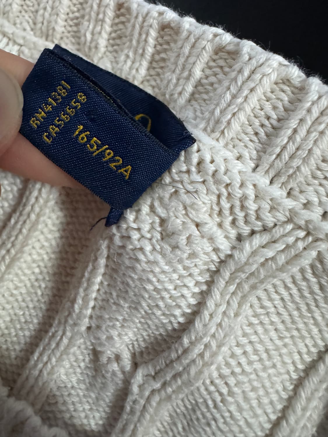 여성 폴로 랄프로렌 꽈배기 케이블 코튼 크롭 니트 S 아이보리 상품이미지4