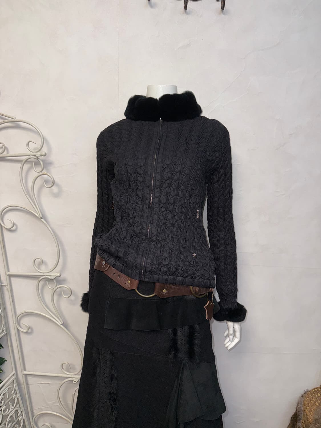 Bogner black rex&rabbit fur pleats 패딩 상품이미지6