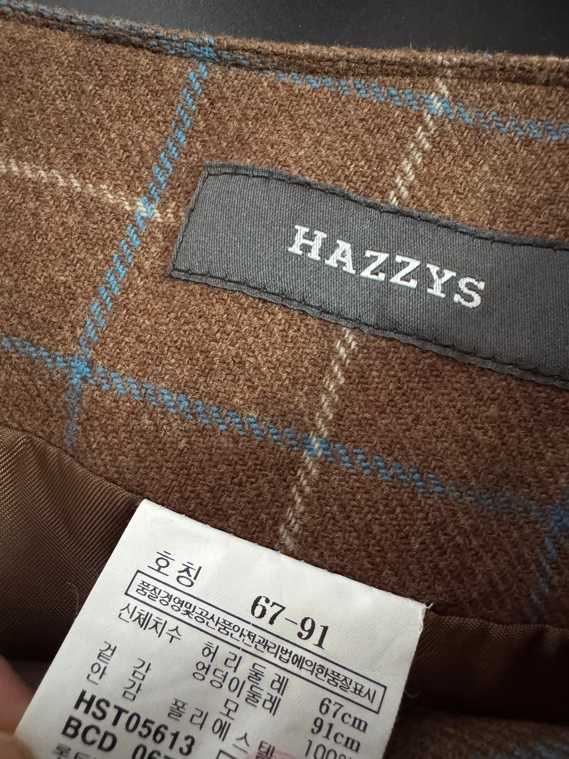 여성 헤지스 y2k 빈티지 체크 스커트 울 치마 29.9인치 상품이미지3