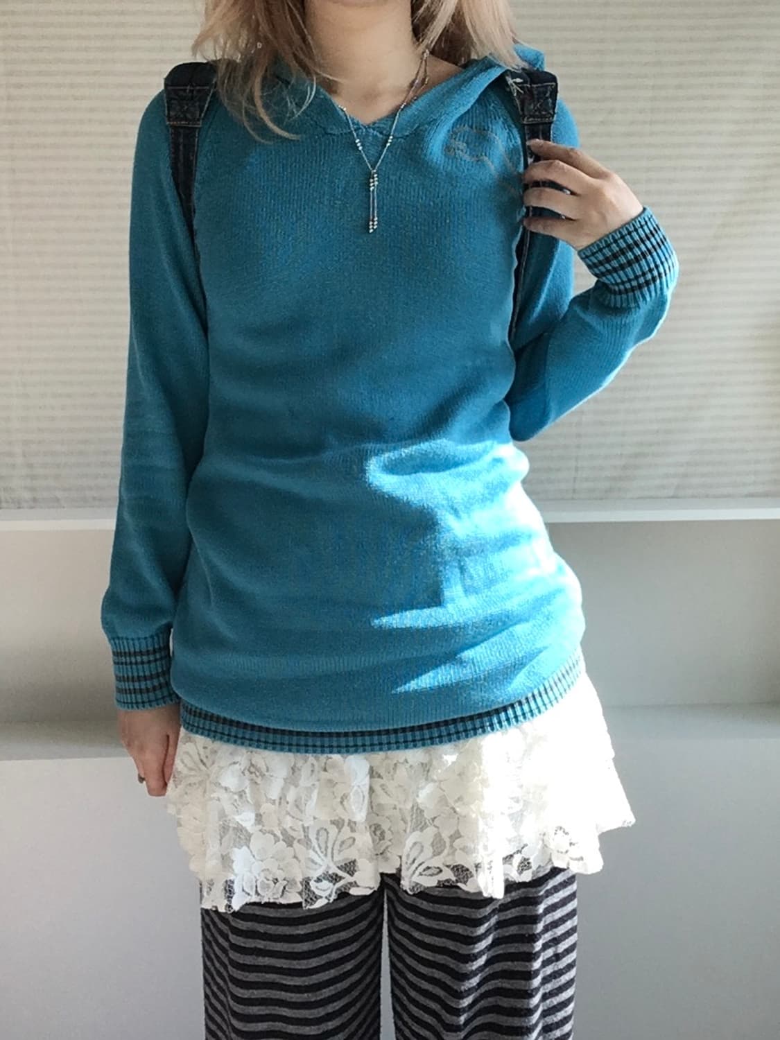 jpn vintage puma aquablue hood knit ops 상품이미지2