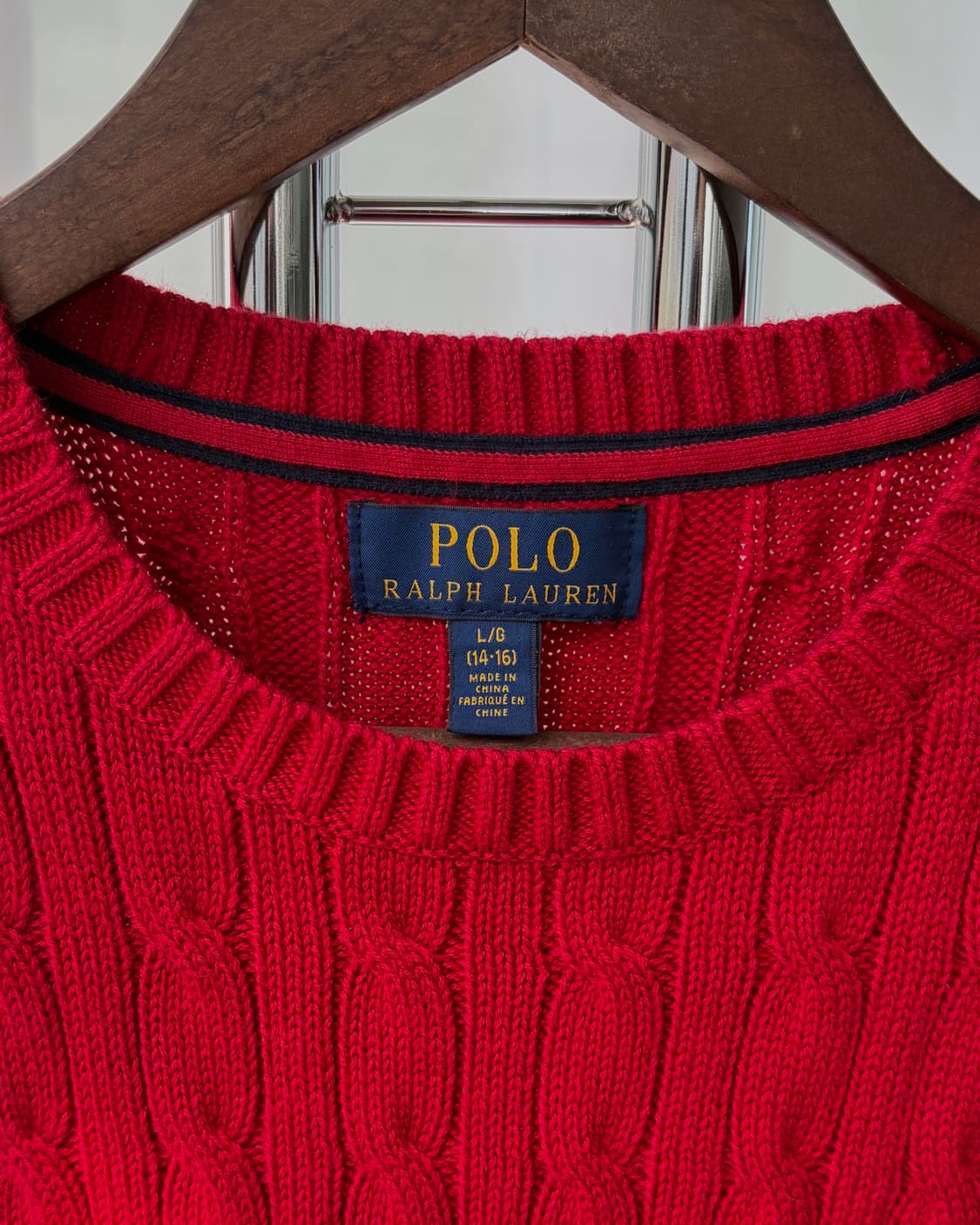 [S]폴로 랄프로렌 꽈배기 케이블 코튼 니트 red 상품이미지7