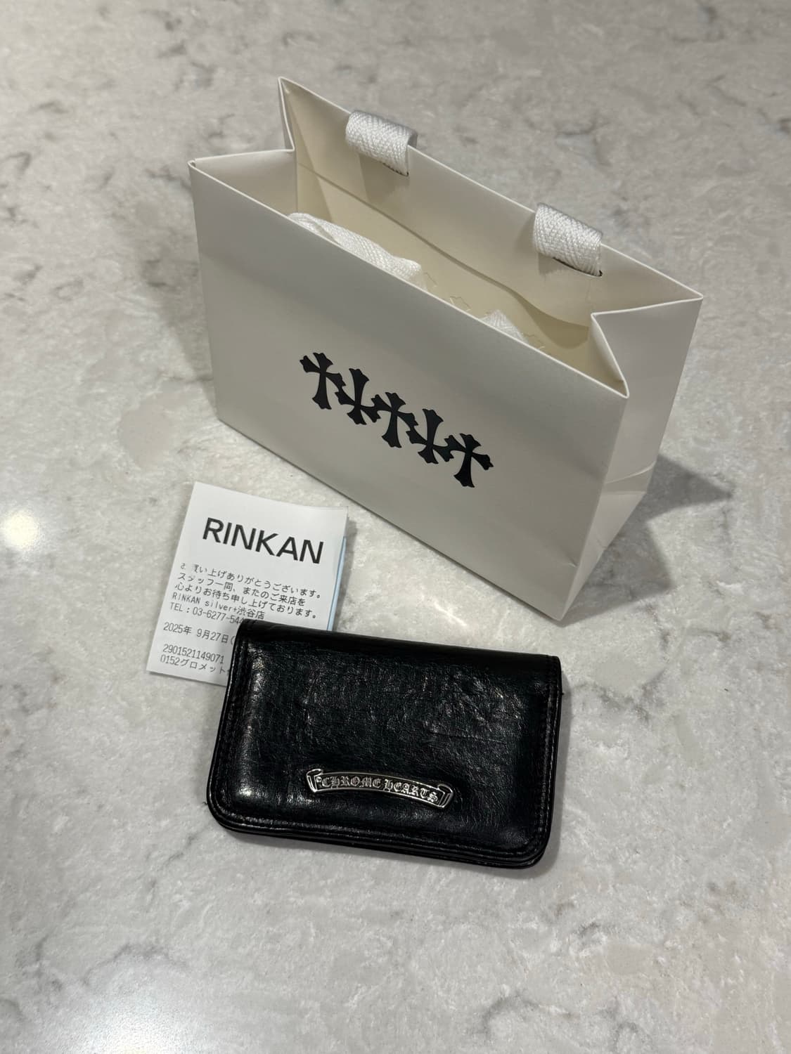 [ONE SIZE] 크롬하츠 실버 스크롤 라벨 카드지갑 블랙 상품이미지1