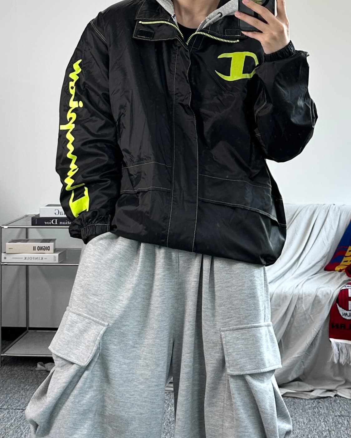 챔피온 제펜 형광 빅로고 바람막이 XL 상품이미지3