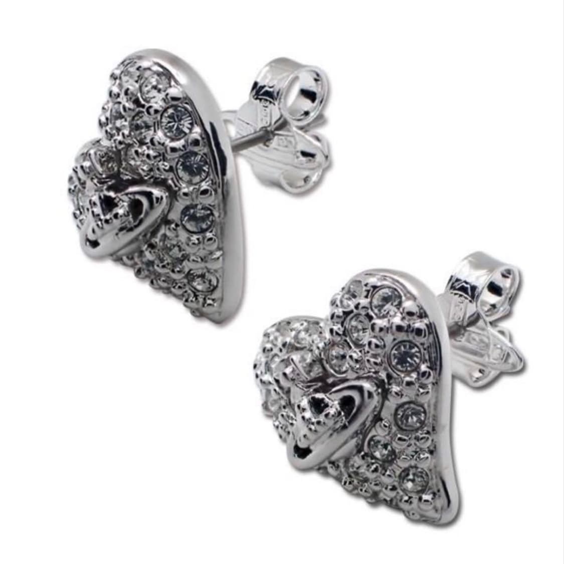 비비안웨스트우드 아카이브 실버 크리스탈 orb 하트 쉐입 귀걸이 상품이미지2