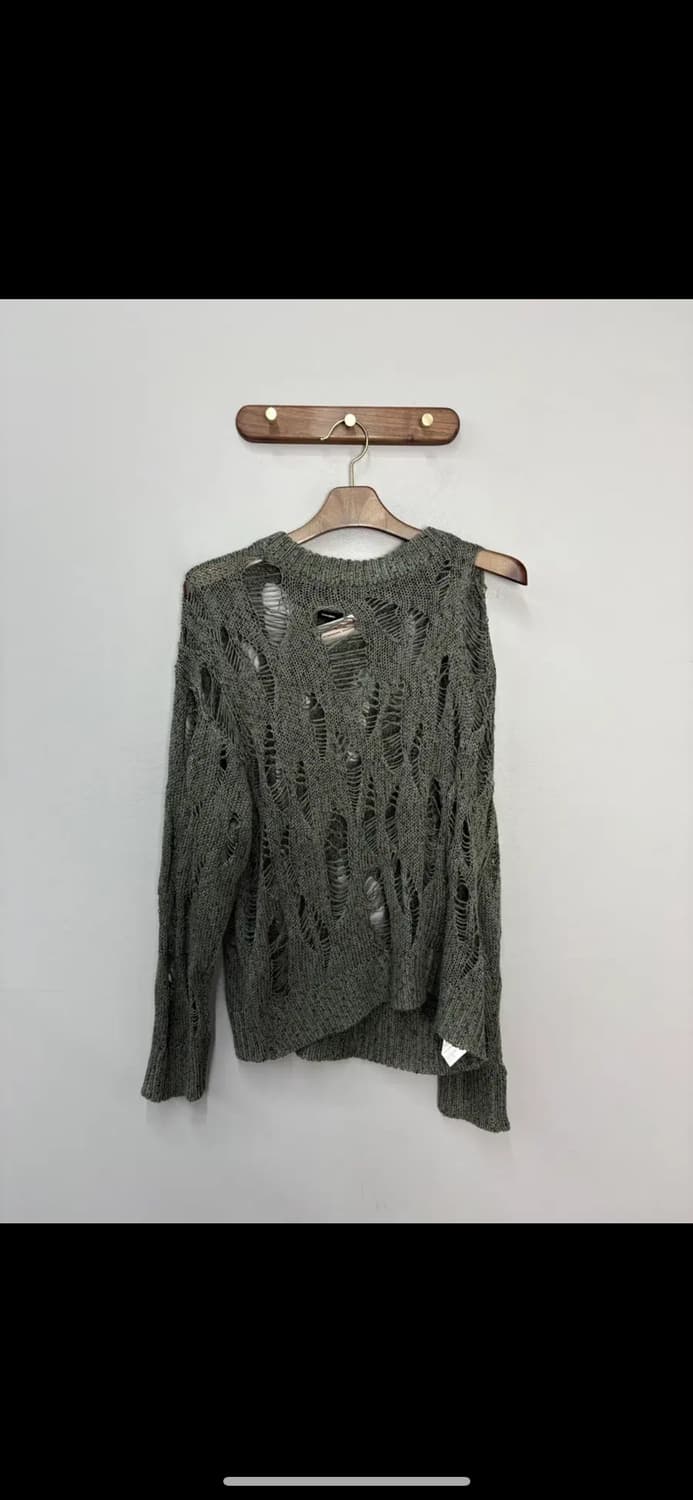 ROARINGWILD 펀칭 데미지 카키 니트 H2317 상품이미지2