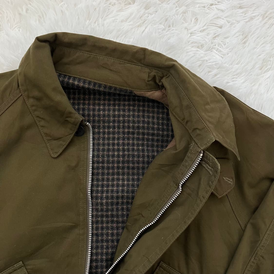 빈티지 카키 체크 버튼 자켓 y2k 스트릿 갸루 펑키 일본빈티지646 상품이미지4