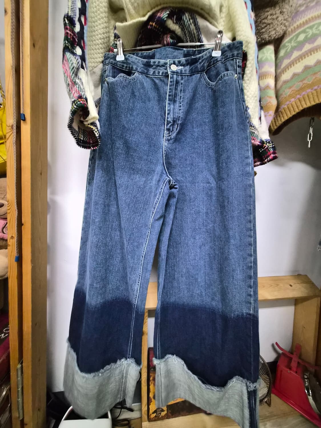 톰보이 배색 니트.  디자이너 와이드데님 상품이미지8