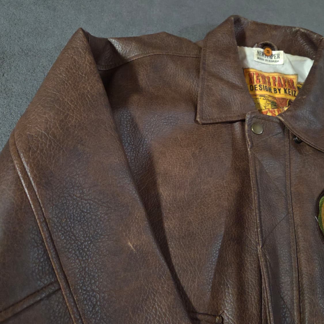 90s NewsPaper A-2 레더 자켓 XXL 상품이미지6