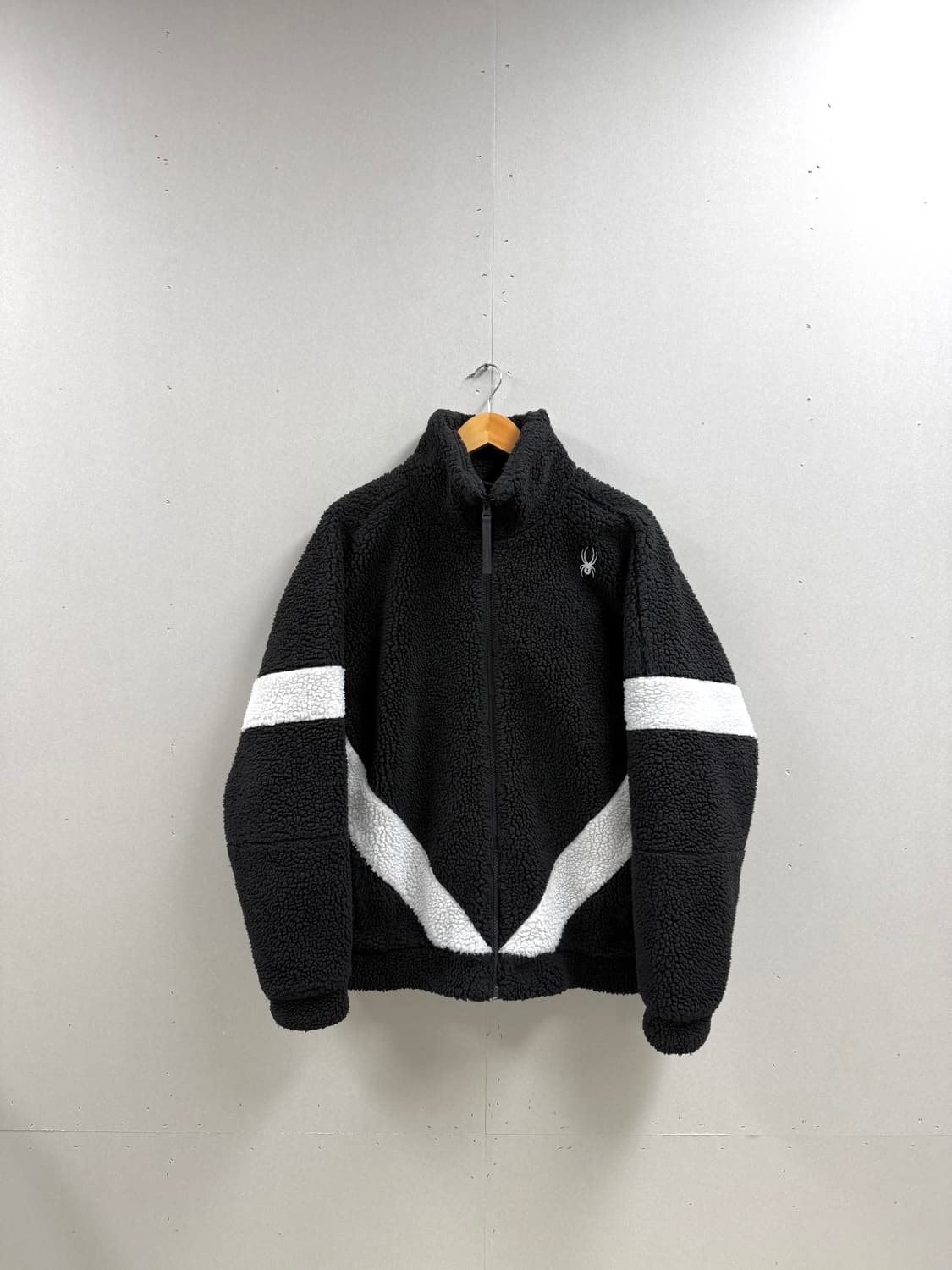 남성 100 L / 스파이더 뽀글이 후리스 집업 블랙 상품이미지1