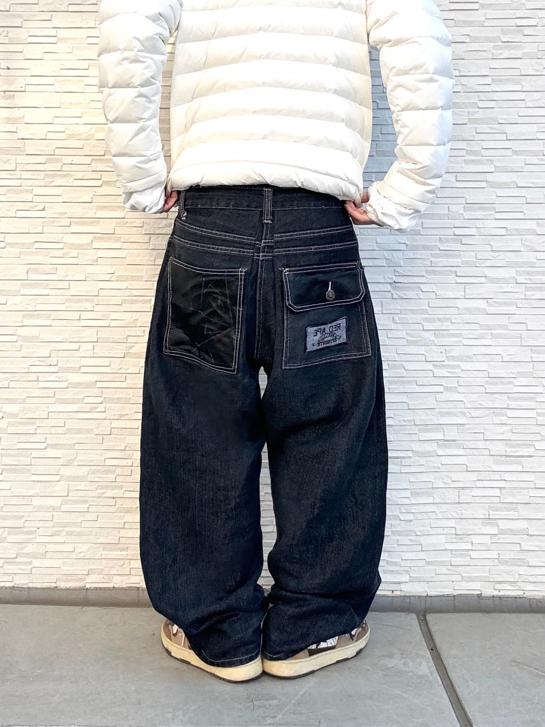 90s RED APE 올드스쿨 블랙 오버사이즈 와이드 데님 팬츠 상품이미지3