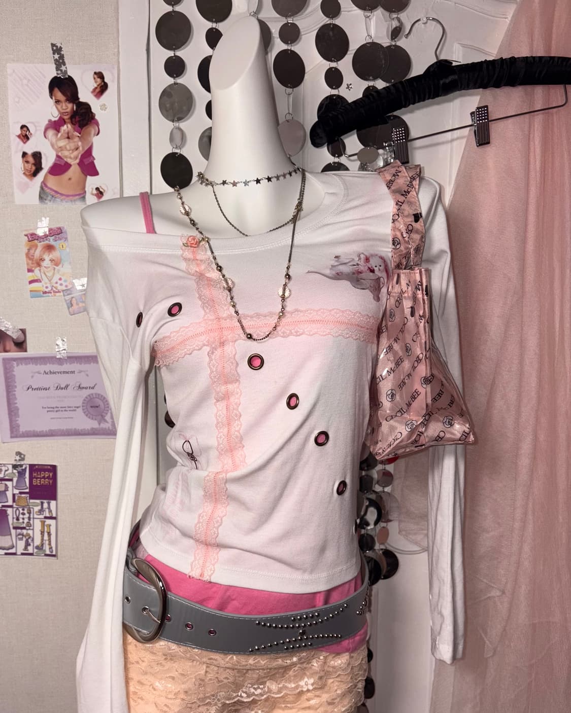 pink lace little cat top 상품이미지1