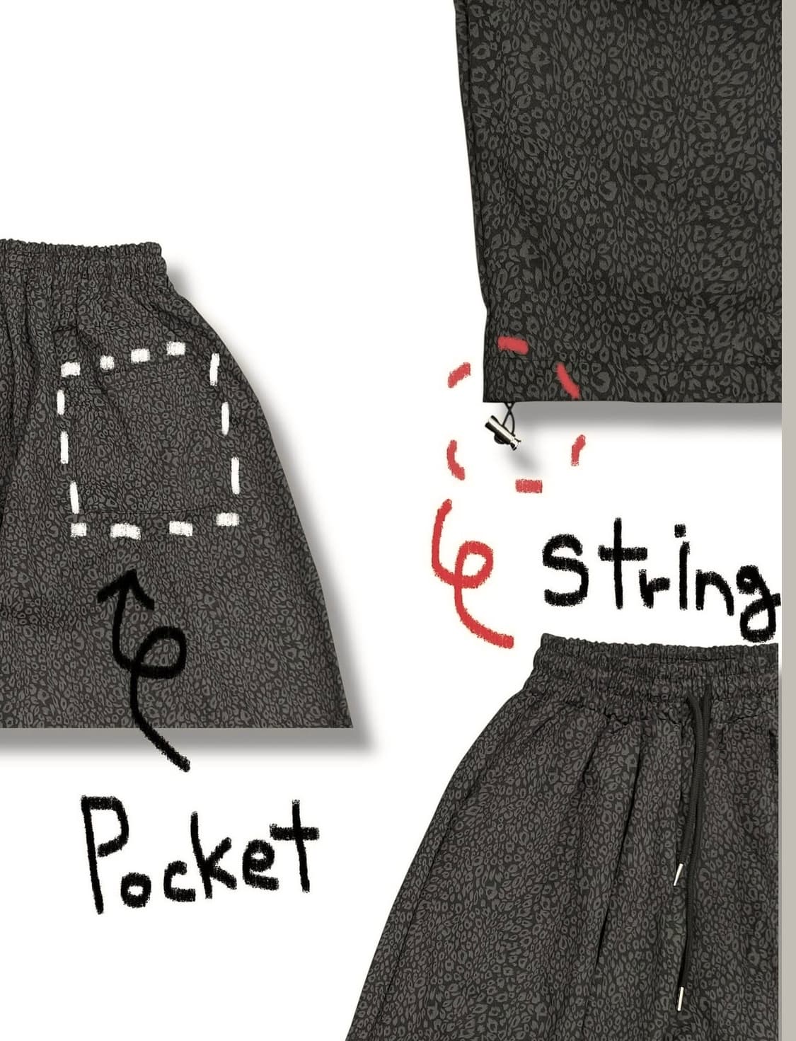 레오파드 스트링 벌룬팬츠 ( 카키 ) 상품이미지5