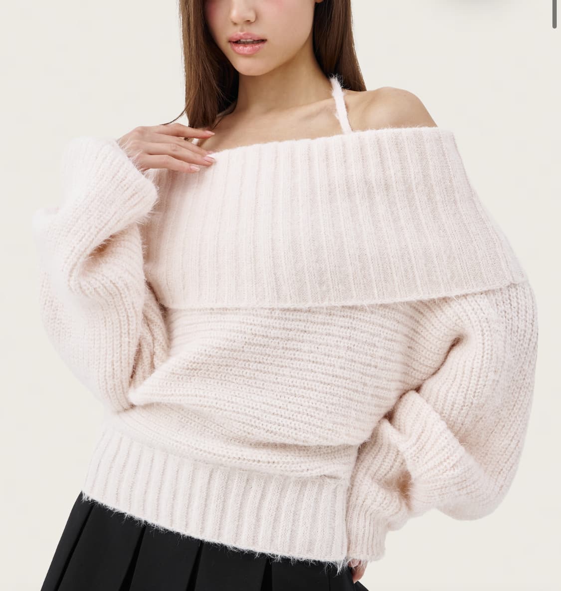 클리시어 팔레트 오프숄더 니트 핑크 상품이미지1