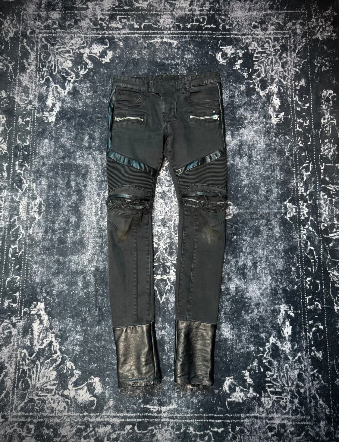 Vintage Custom Black Biker Pants 상품이미지1