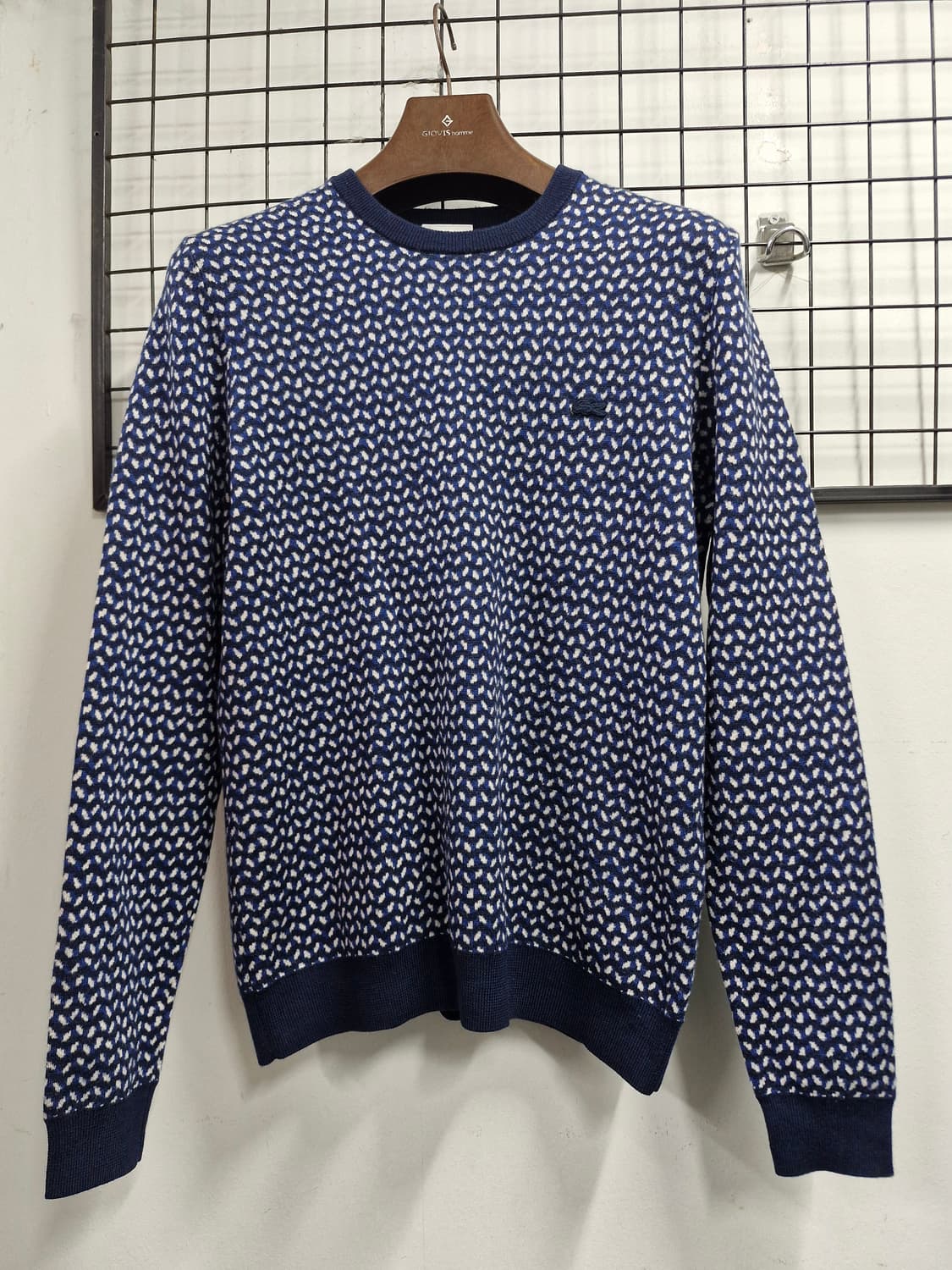 100L 라코스테 네이비 패턴 울 니트. 상품이미지1