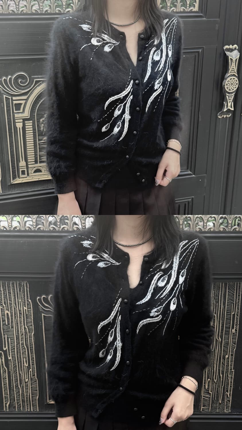 블랙 자수 앙고라 가디건 상품이미지3