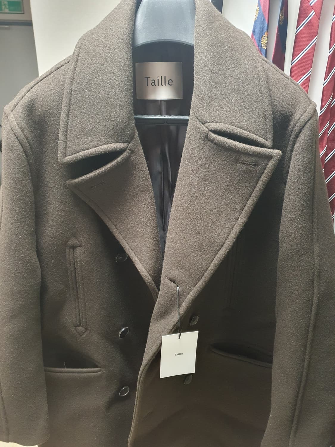 타일레 멜톤울 더블 브레스티드 오피서 코트 브라운 상품이미지2