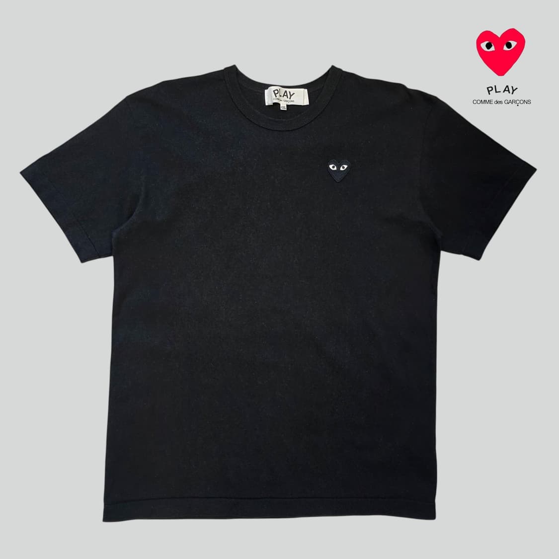 [2XL]꼼데가르송 블랙 하트 와펜 반팔 티셔츠 블랙 상품이미지1