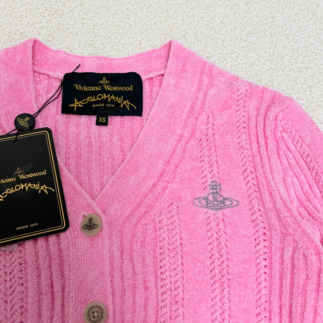 비비안웨스트우드 슬림핏 크롭 가디건-핑크 상품이미지7