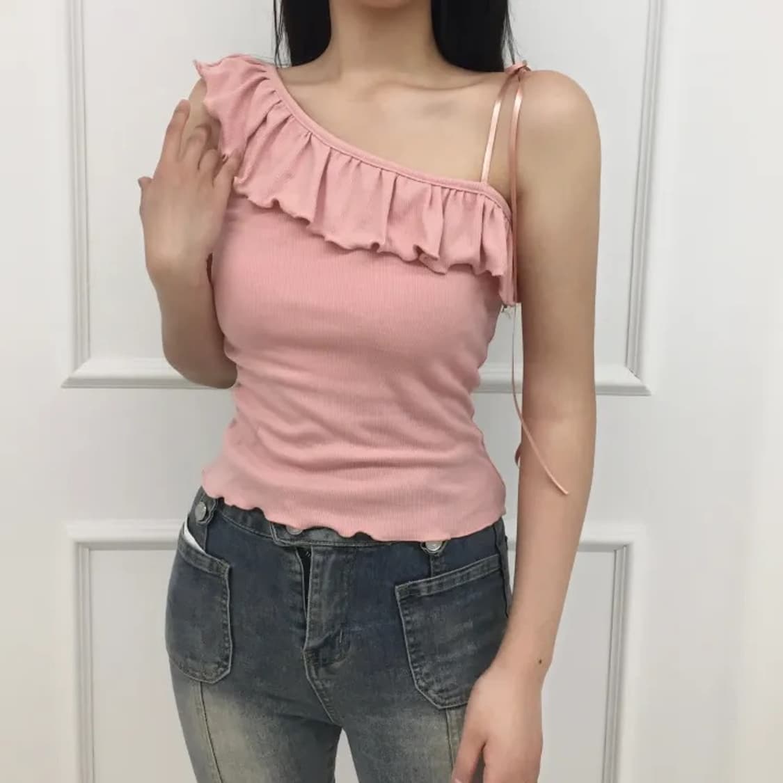 프릴 원숄더 나시탑 상품이미지2