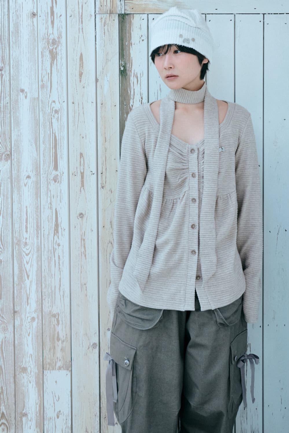 허그유어스킨 니트 베이비돌 가디건 브라운 상품이미지2