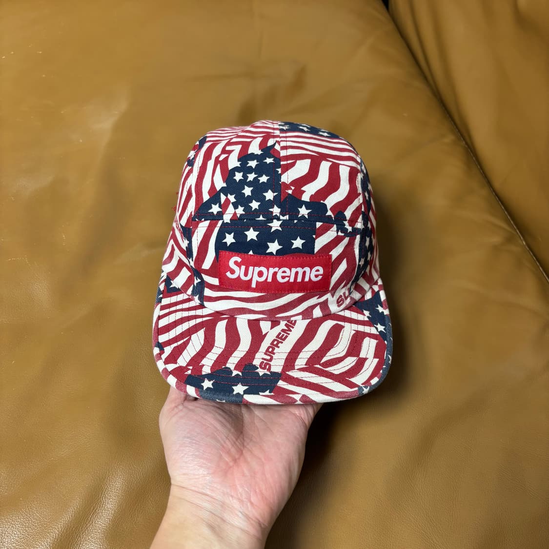 슈프림 캠프캡 모자 박스로고 USA 성조기 상품이미지2