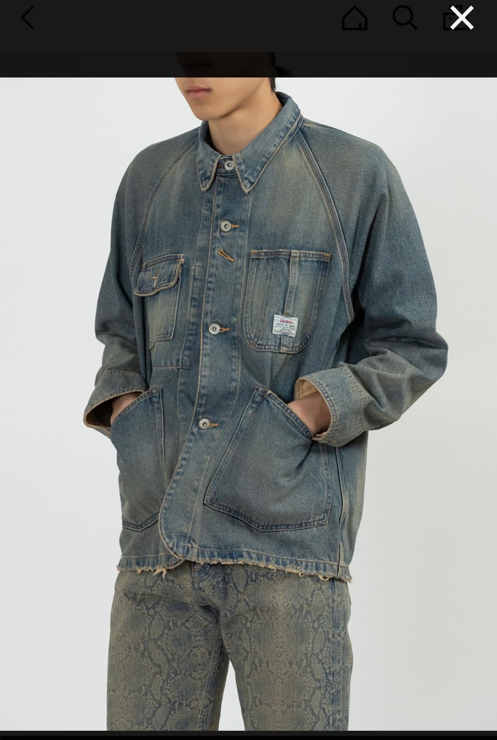 다이리쿠 데님 커버올 자켓 M DAIRIKU 상품이미지10