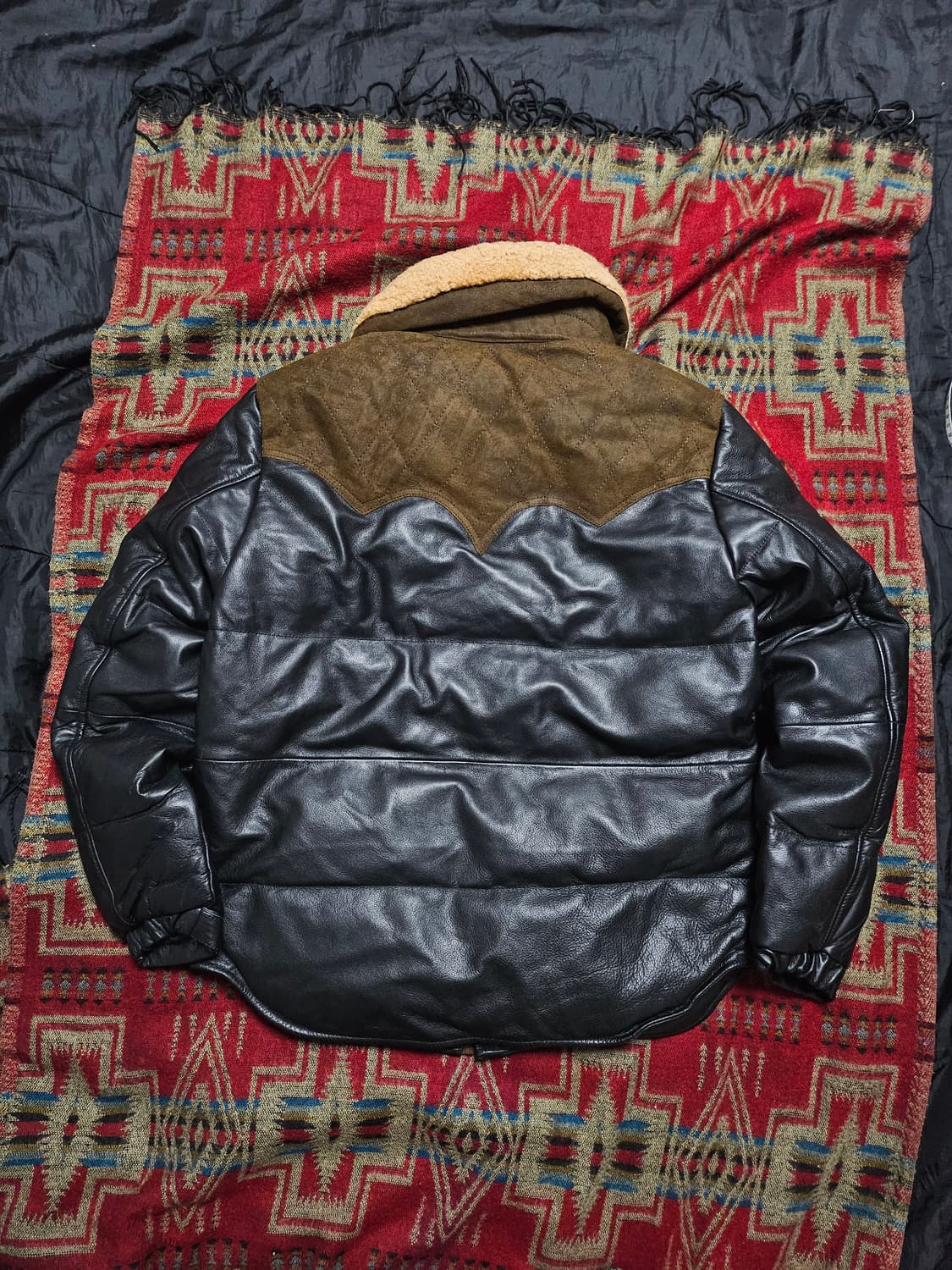 미사용)carphey  웨스턴 카우 레더 패딩 재킷 100 상품이미지2