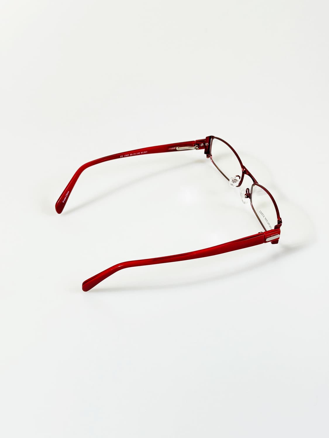 90s TOKIO 루비 레드 메탈 슬림 스퀘어 빈티지 안경 상품이미지5