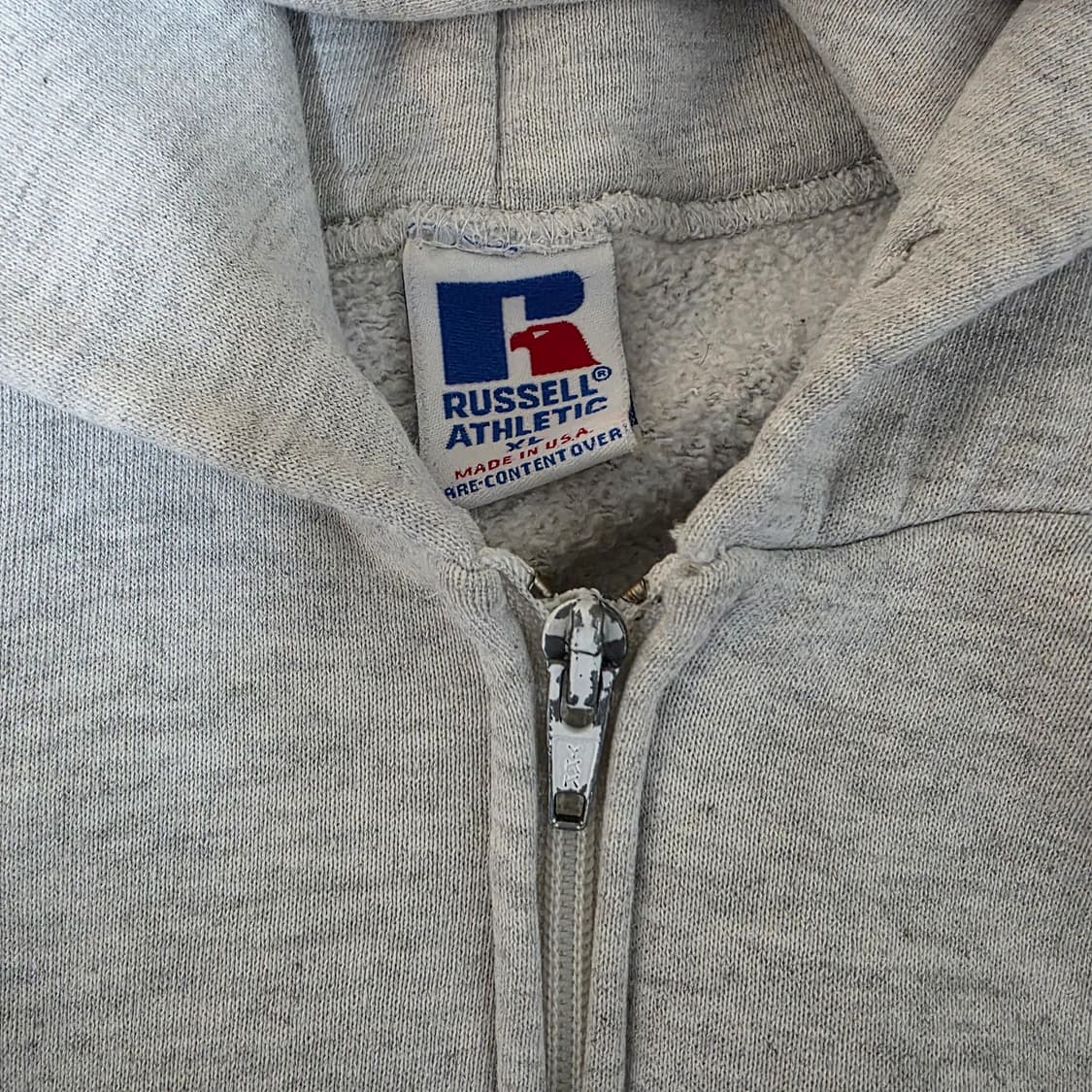 [XL] 90s USA 빈티지 러셀 애슬레틱 후드집업 라이트 그레이 상품이미지3